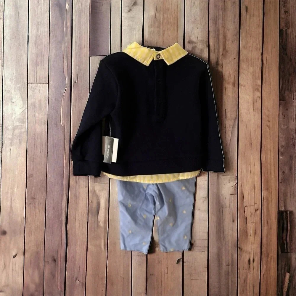 🆕 12m Crown & Ivy Baby Boys Woven and Knit Pullover Set - Picture 2 of 4